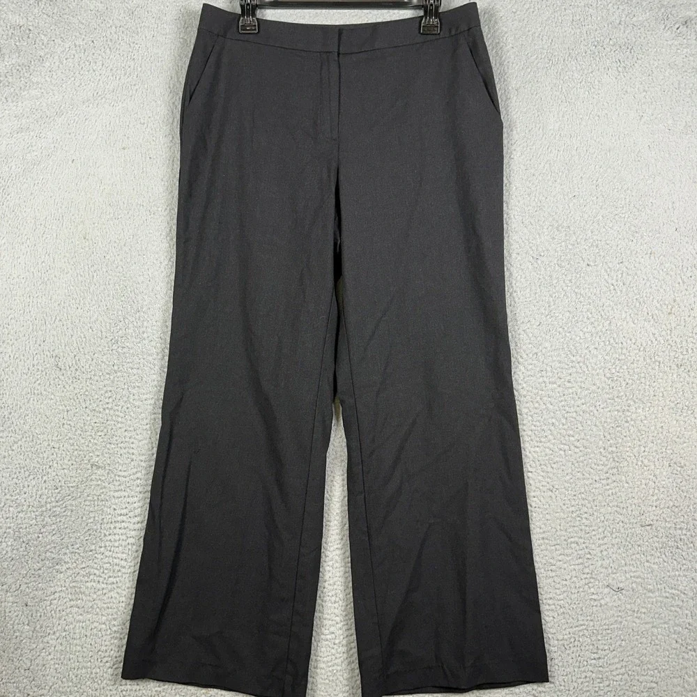St. John Wool Pants Women 10 Black Wide Leg Dress Flat Front Pockets Made In USA